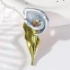 Plant exquisite enamel painting oil calla lily brooch, alloy oil drip jewelry, elegant and fashionable clothing, flower brooch for women details Picture